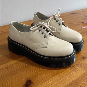 Dr. Martens Cream Leather Platform Shoes